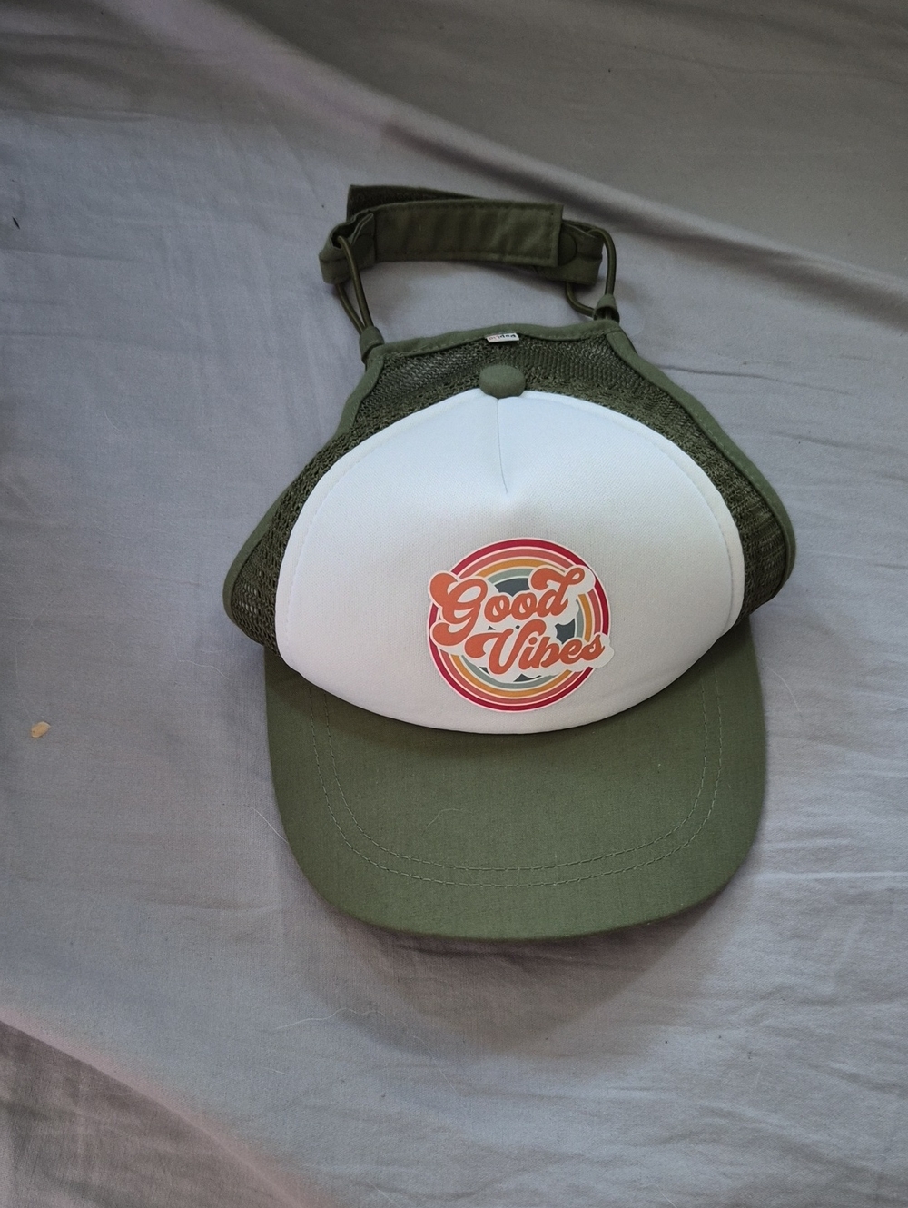 Good Vibes Olive & White Trucker Hat For DOGS
